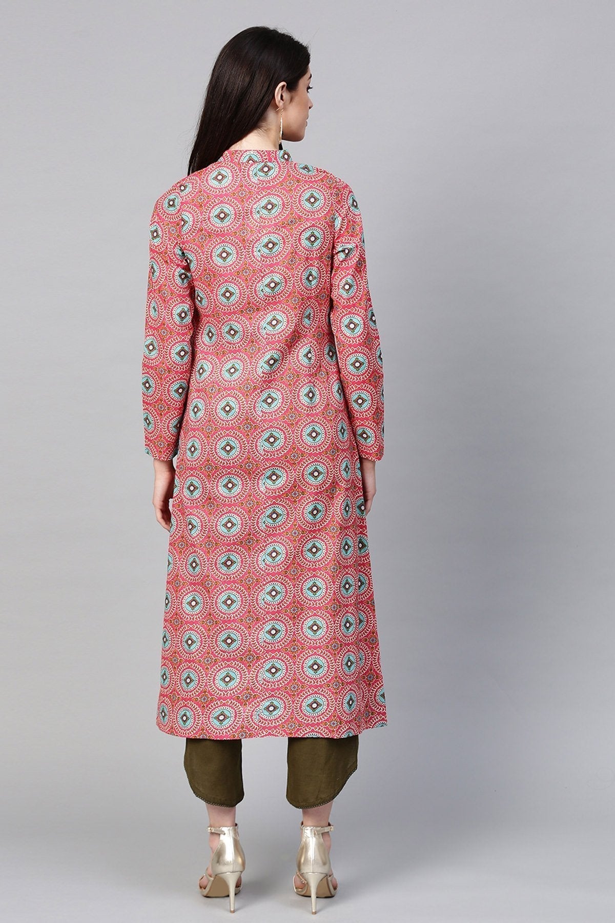 Women's Pink Floral Front Button Shrug