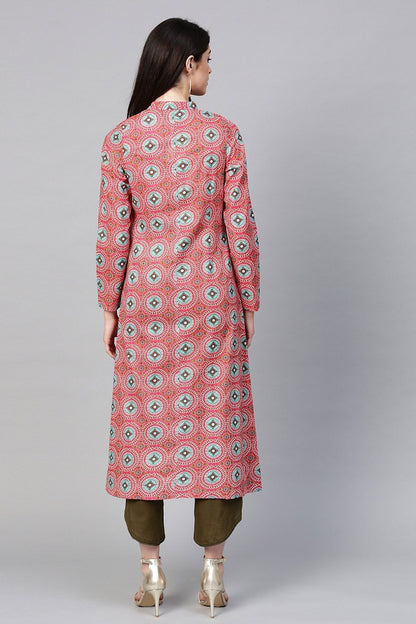 Women's Pink Floral Front Button Shrug