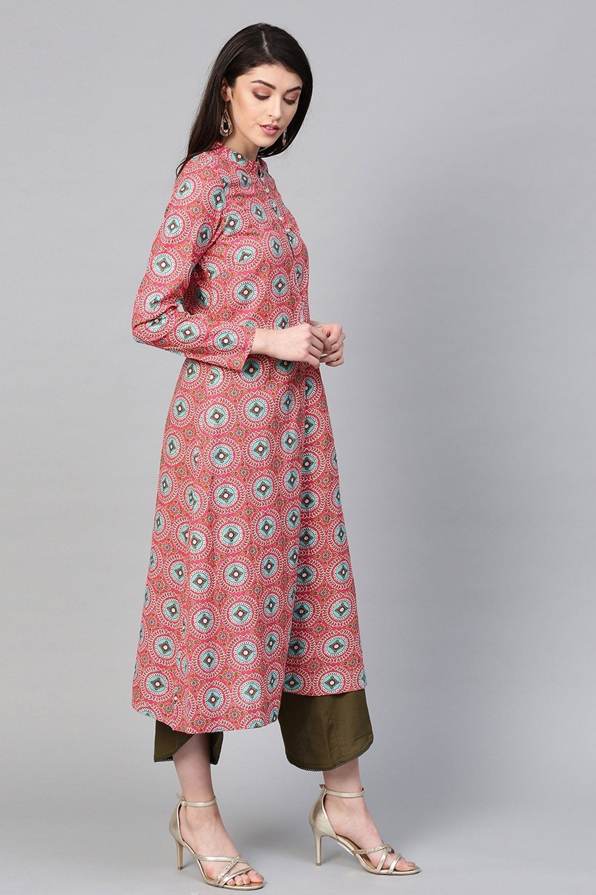 Women's Pink Floral Front Button Shrug