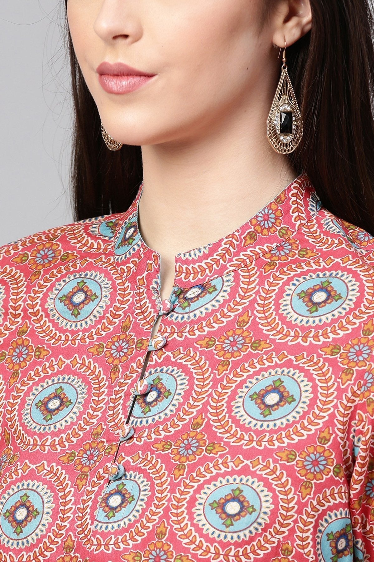 Women's Pink Floral Front Button Shrug