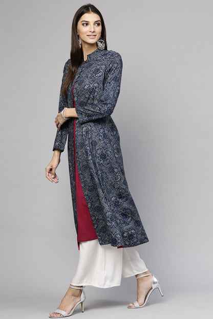 Women's Indigo Geo Print Front Button Shrug