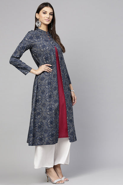 Women's Indigo Geo Print Front Button Shrug