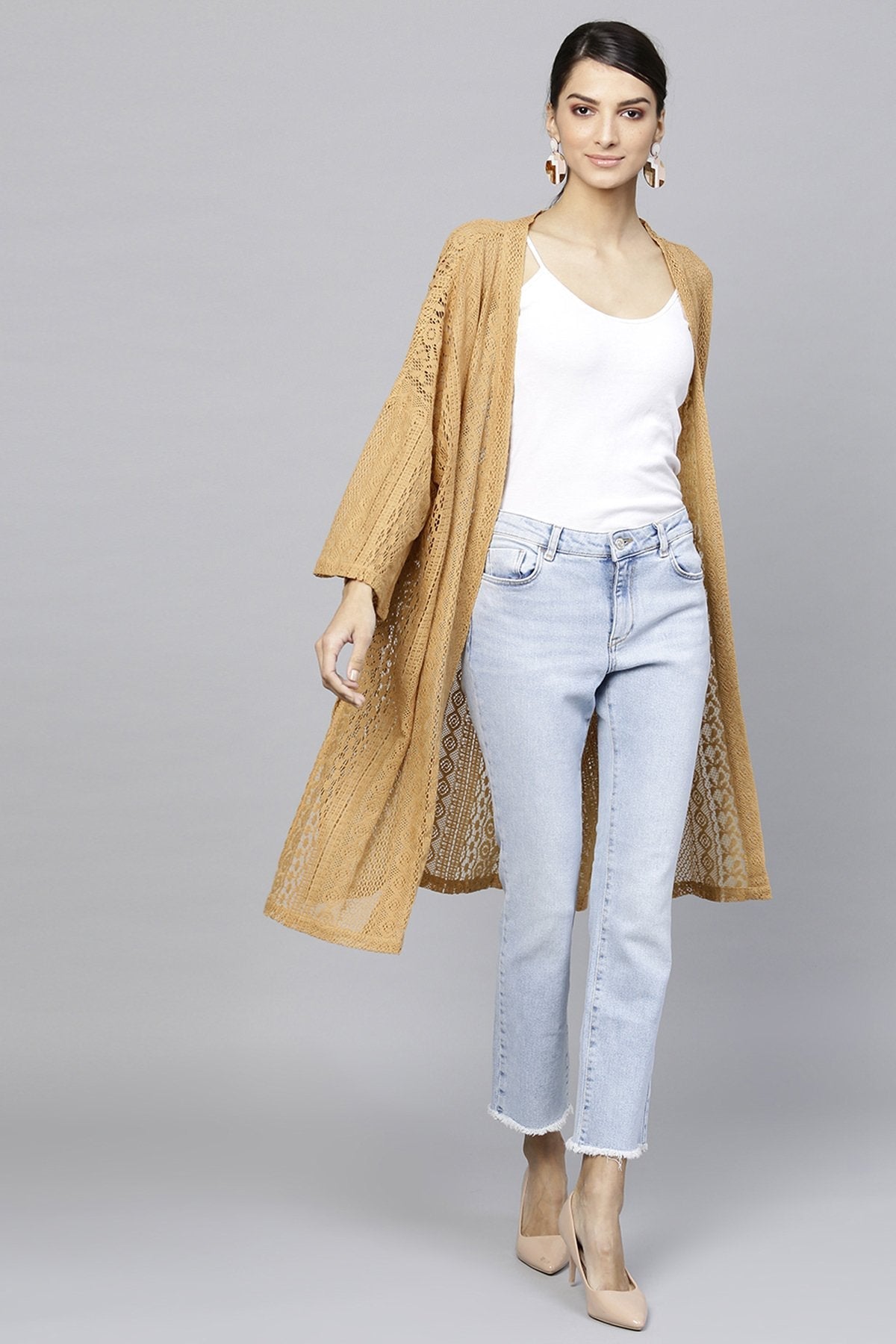 Women's Brown Lace Shrug