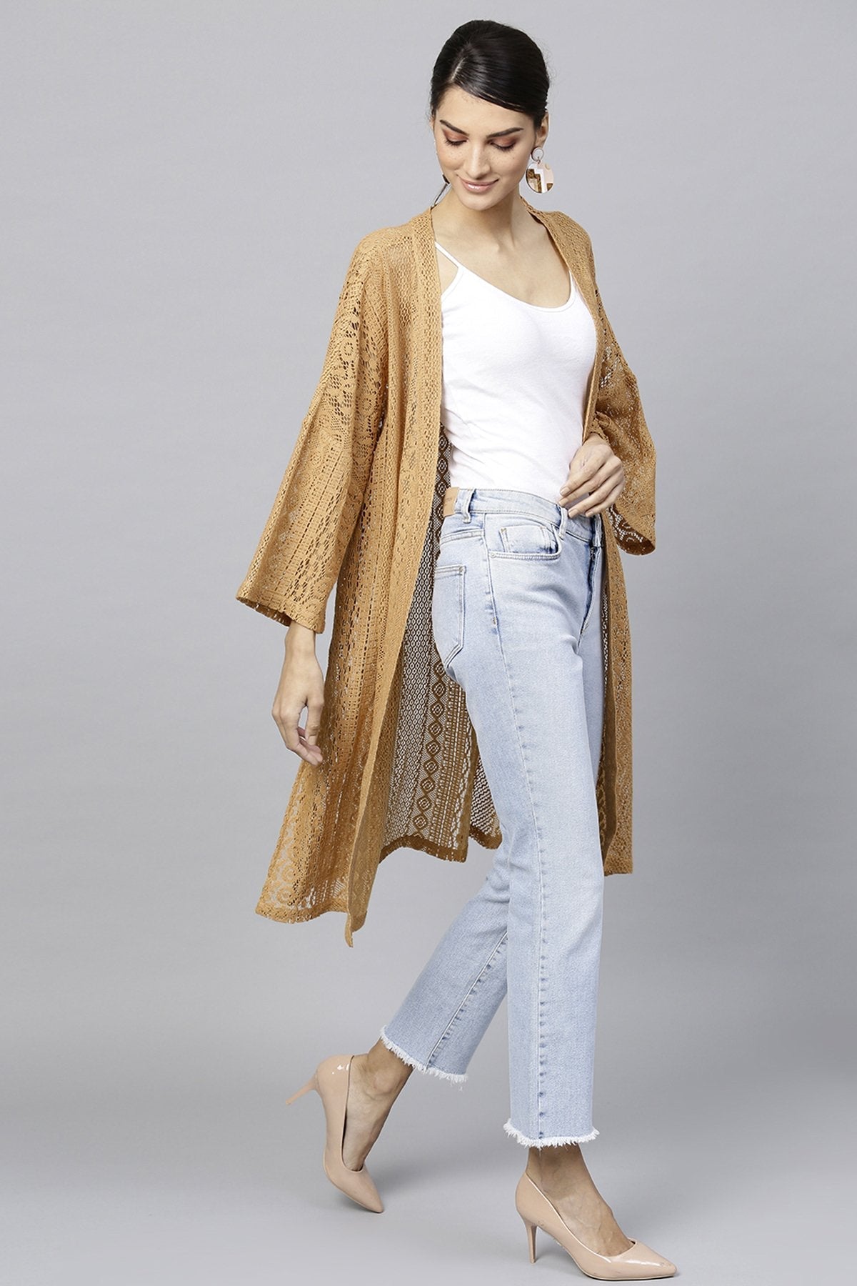 Women's Brown Lace Shrug