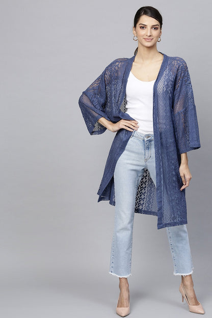 Women's Indigo Lace Shrug