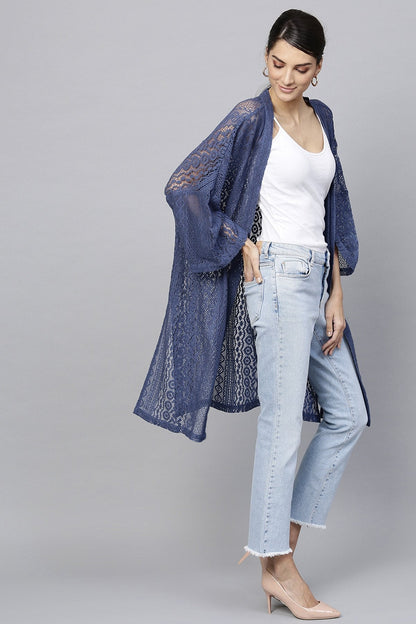Women's Indigo Lace Shrug