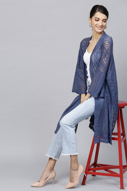 Women's Indigo Lace Shrug