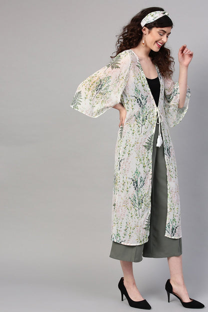 Women's Off-White Floral Shrug With Bandana