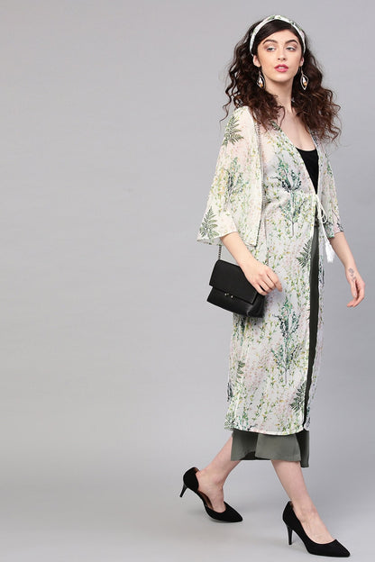 Women's Off-White Floral Shrug With Bandana