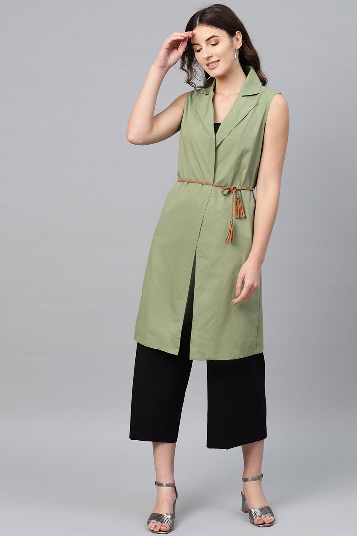 Women's Olive Notched Collar Shrug