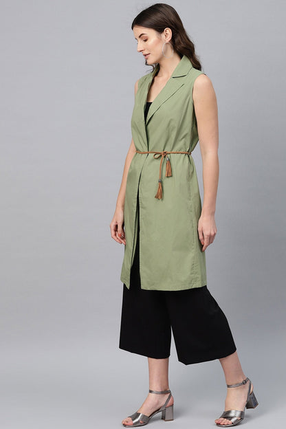 Women's Olive Notched Collar Shrug