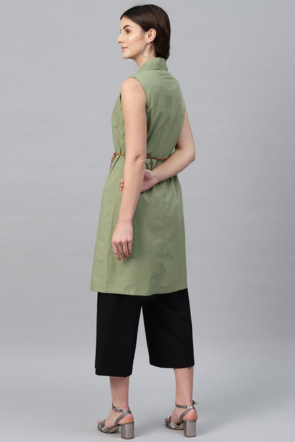 Women's Olive Notched Collar Shrug