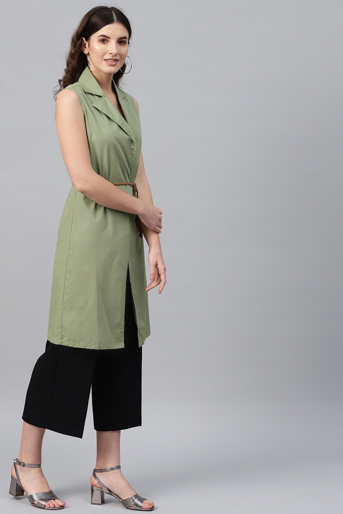 Women's Olive Notched Collar Shrug