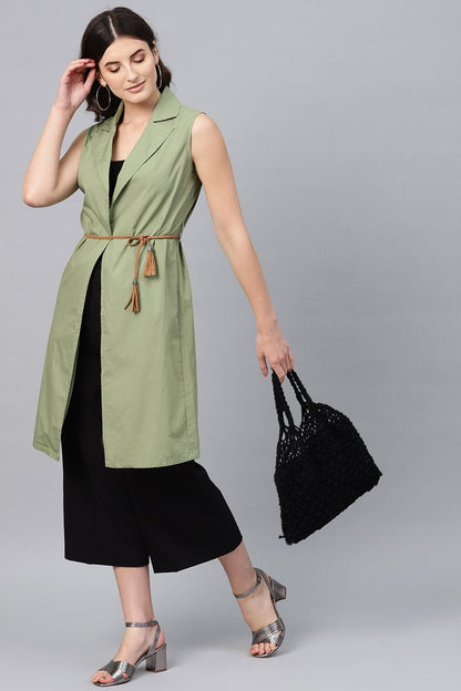 Women's Olive Notched Collar Shrug