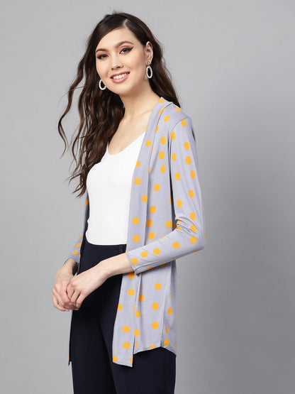 Women's Grey & Yellow Polka Shrug