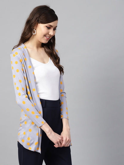 Women's Grey & Yellow Polka Shrug
