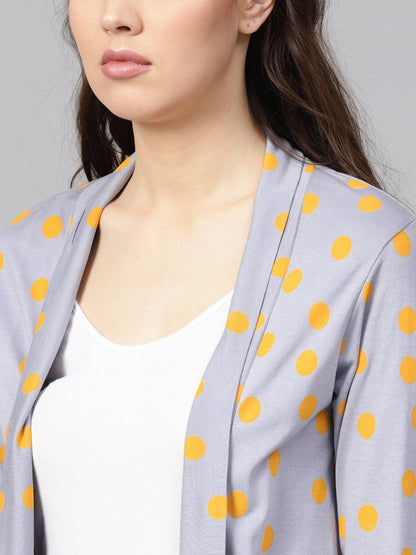 Women's Grey & Yellow Polka Shrug