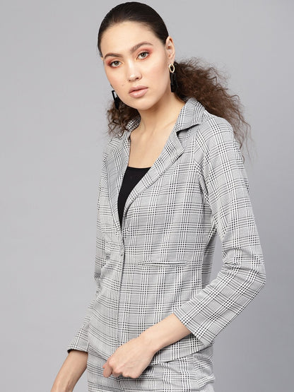 Women's Black & Grey Check Blazer