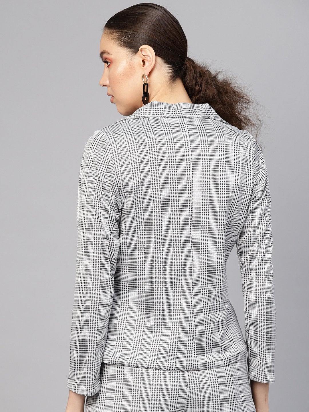 Women's Black & Grey Check Blazer