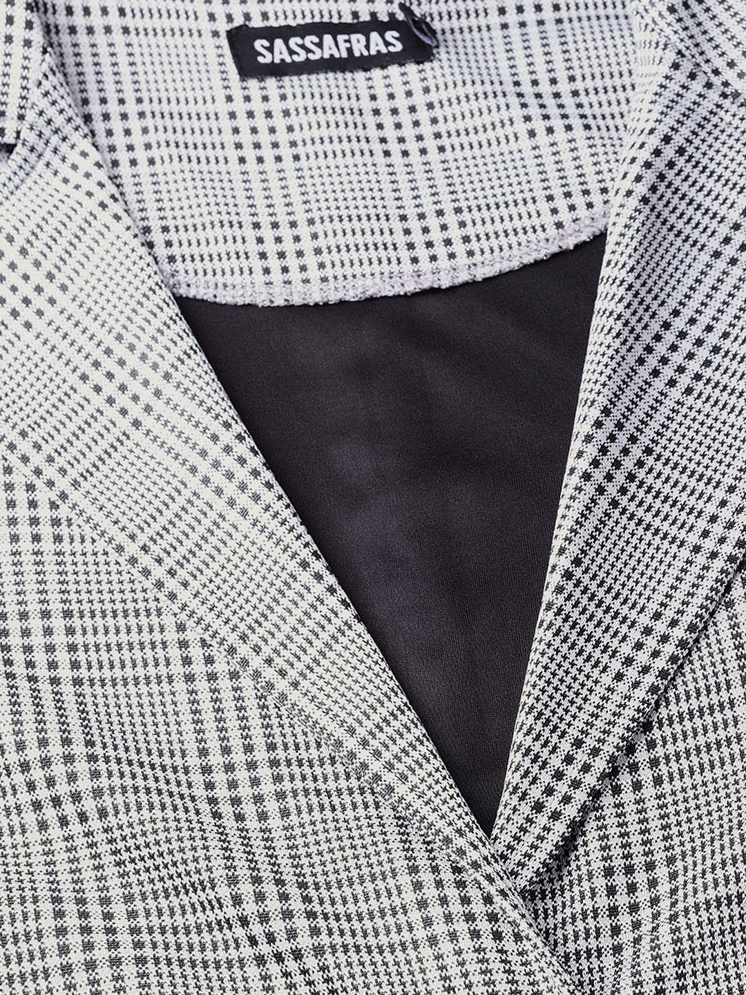 Women's Black & Grey Check Blazer