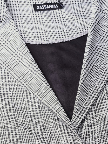 Women's Black & Grey Check Blazer