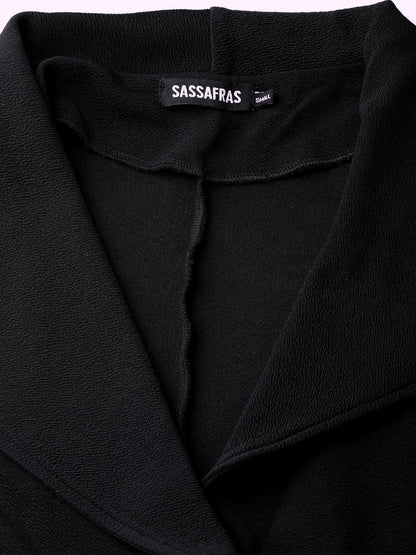 Women's Black Side Elastic Blazer