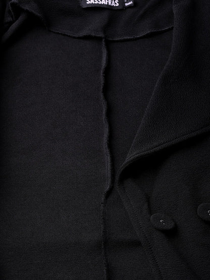 Women's Black Side Elastic Blazer