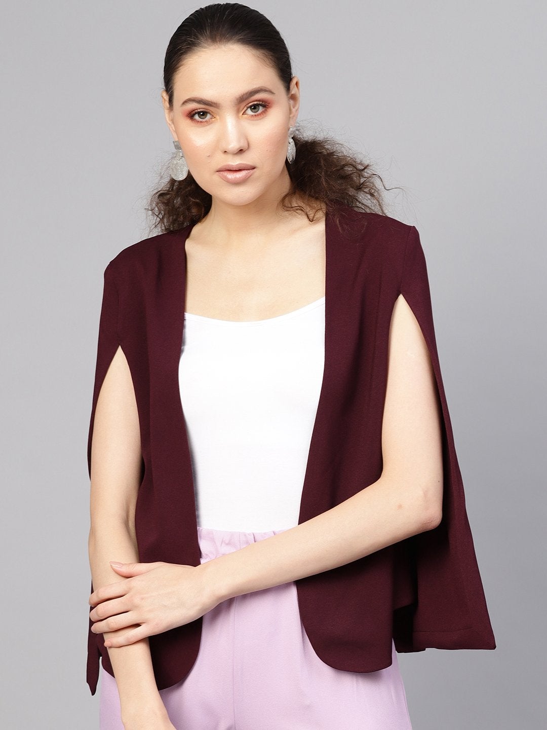 Women's Burgundy Cape Jacket