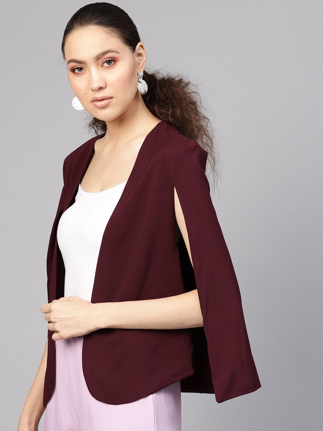 Women's Burgundy Cape Jacket