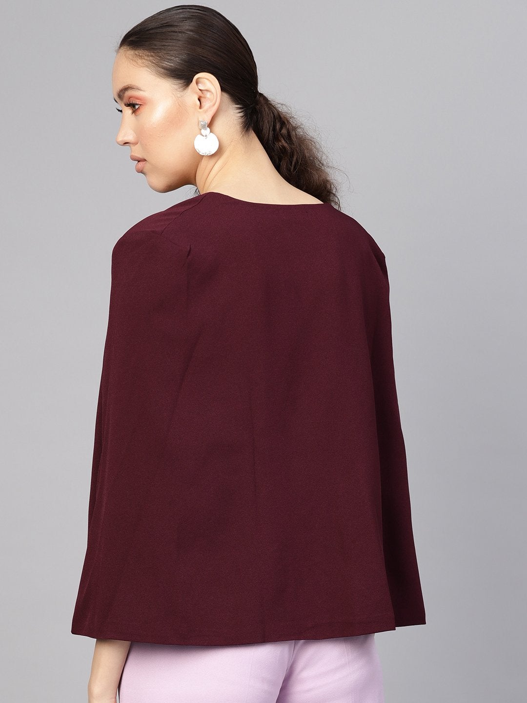 Women's Burgundy Cape Jacket
