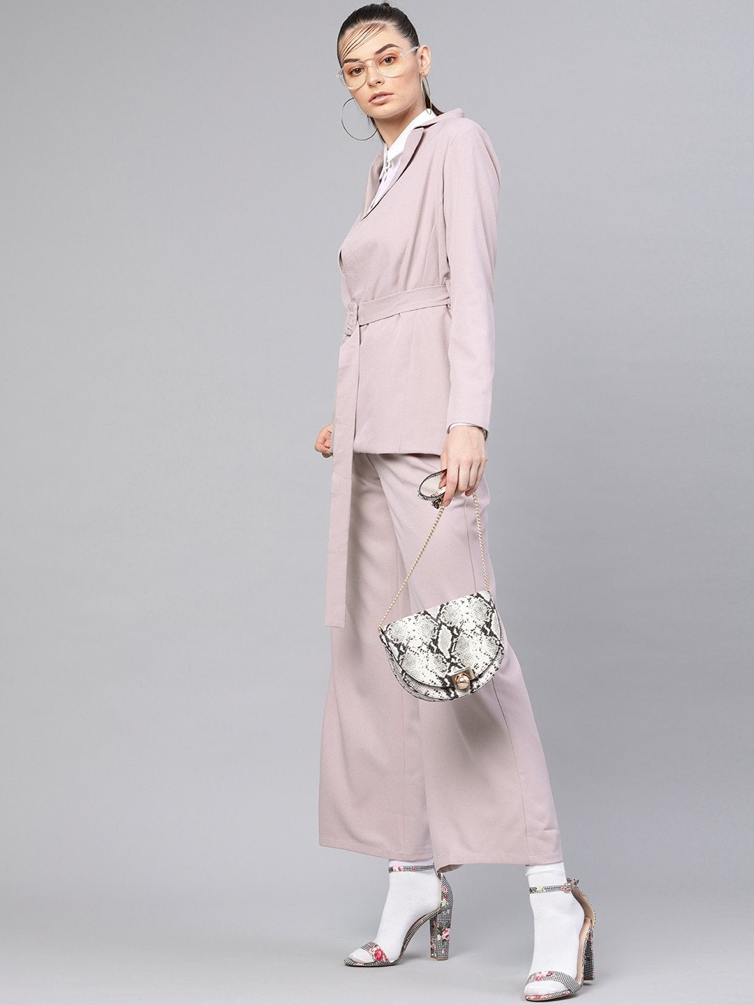 Women's Mauve Belted Jacket