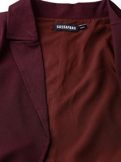 Women's Burgundy Belted Jacket