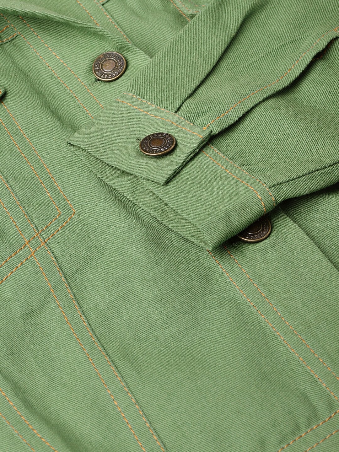 Women's Olive Denim Crop Jacket