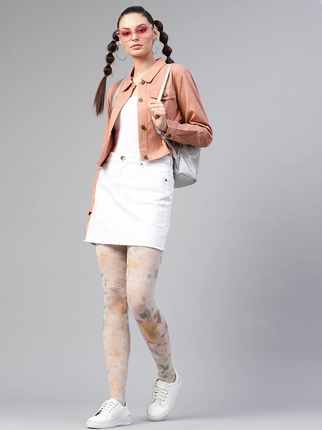 Women's Pink Denim Crop Jacket
