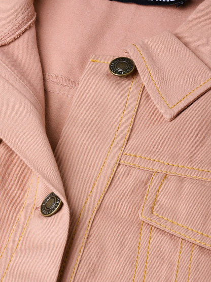 Women's Pink Denim Crop Jacket
