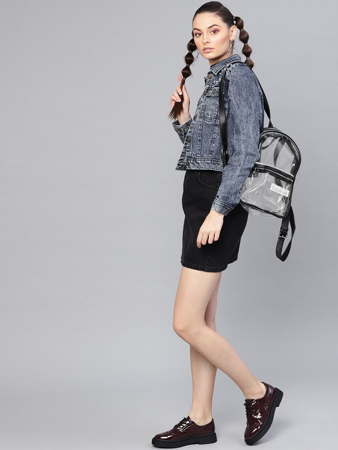 Women's Blue Denim Pearl Studded Jacket