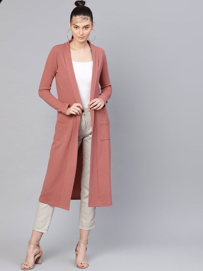 Women's Pink Pocket Detail Longline Shrug
