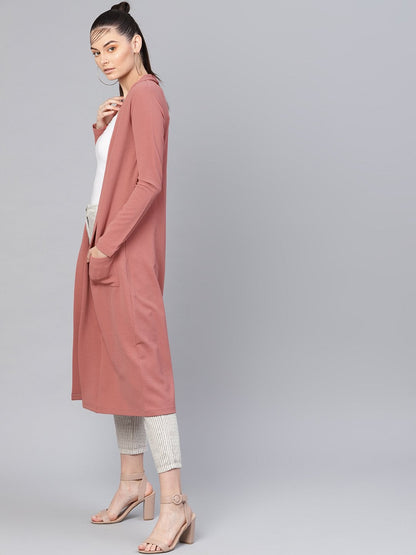 Women's Pink Pocket Detail Longline Shrug