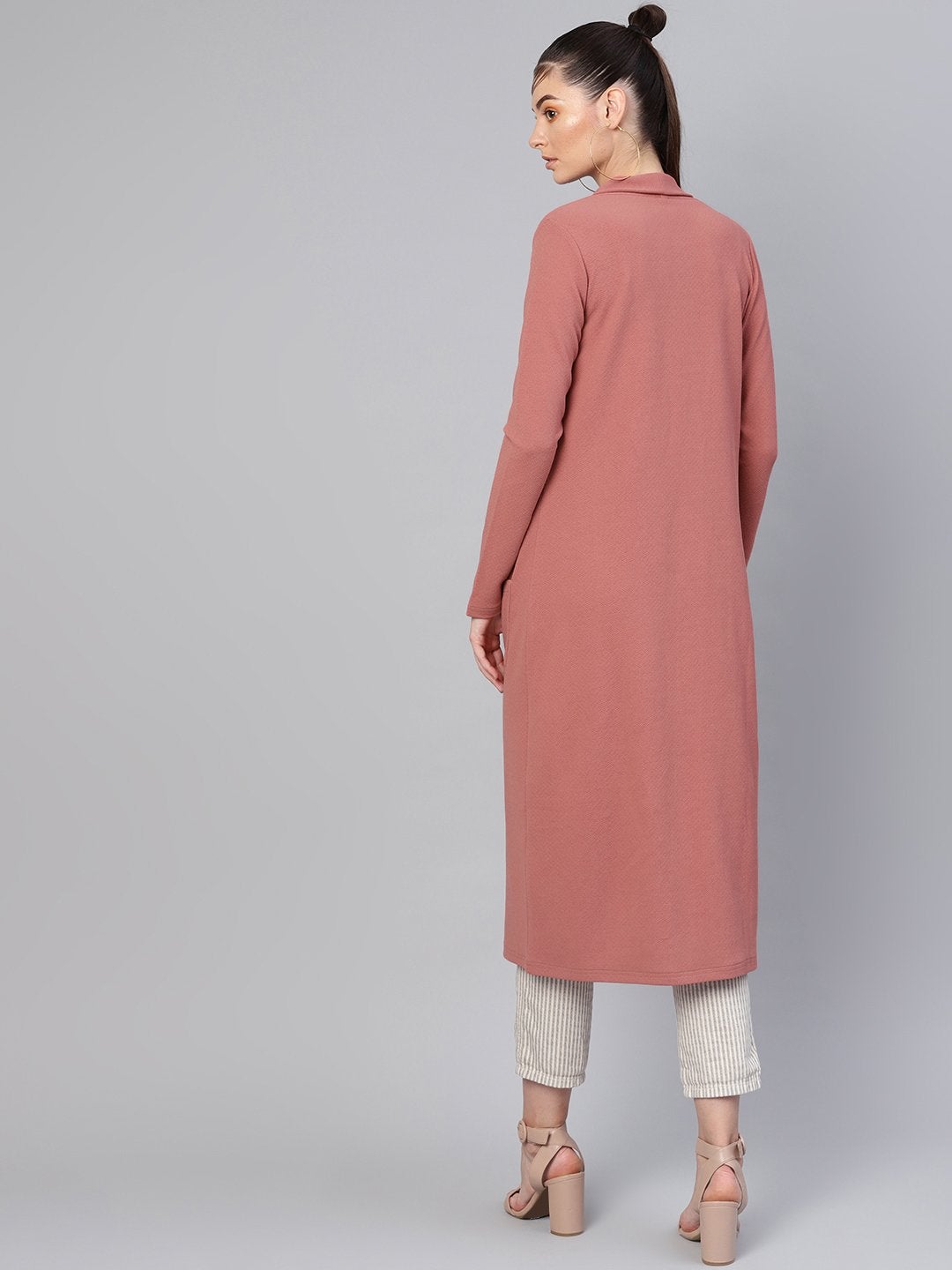 Women's Pink Pocket Detail Longline Shrug