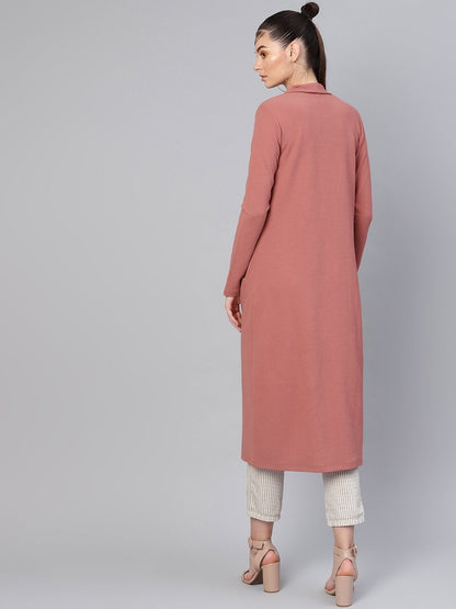 Women's Pink Pocket Detail Longline Shrug