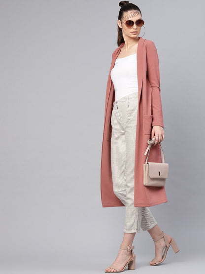 Women's Pink Pocket Detail Longline Shrug
