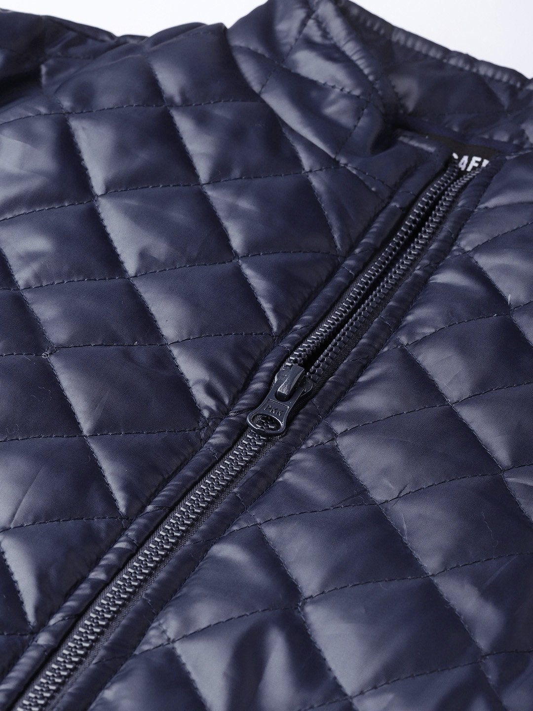 Women's Navy Quilted Jacket With Zip Sleeves