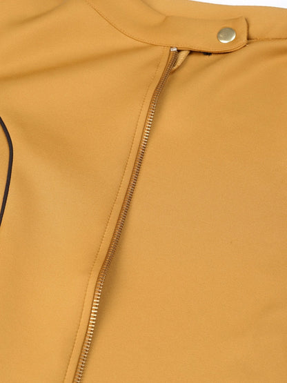Women's Mustard Scuba Contrast Piping Jacket
