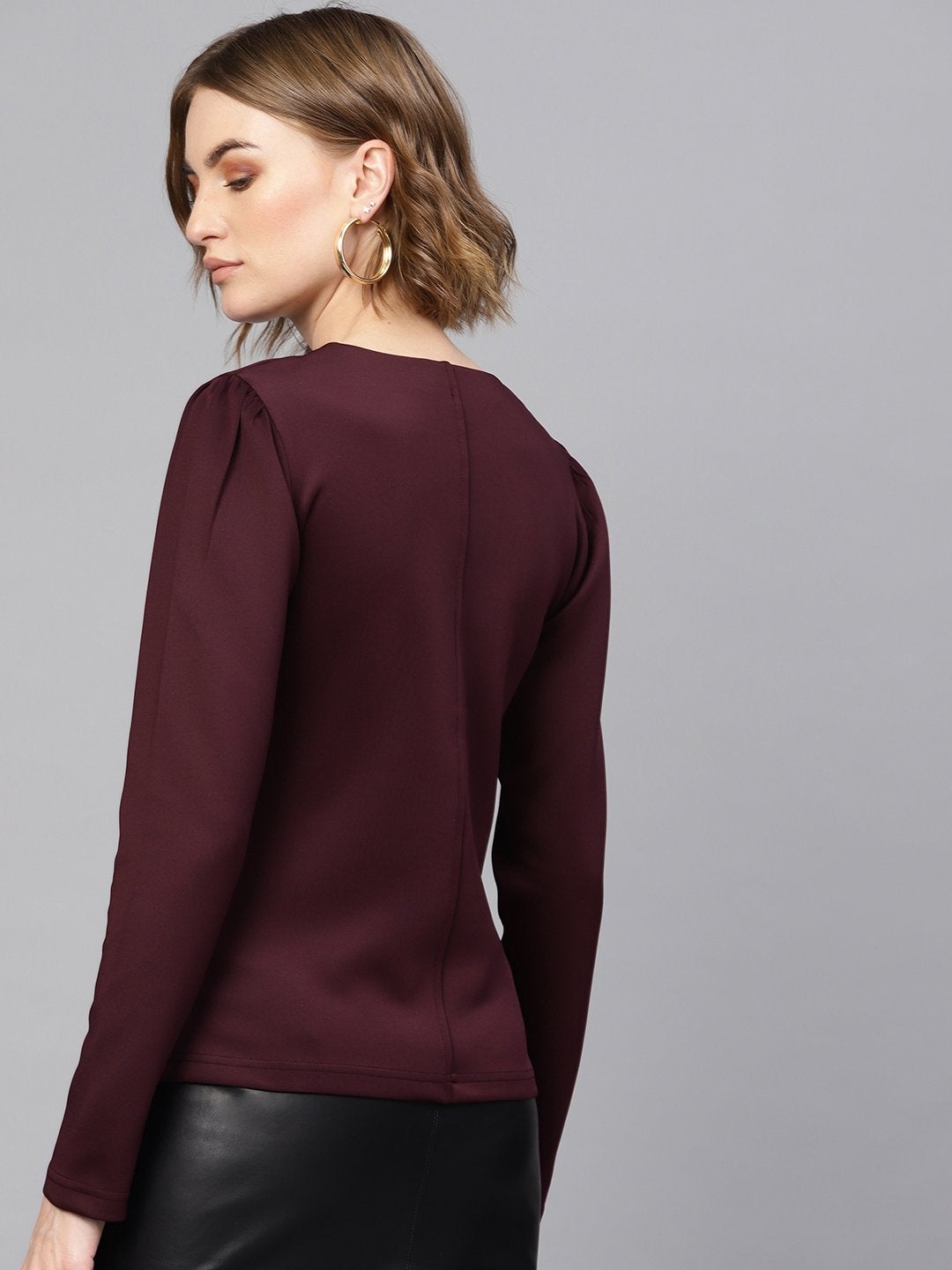 Women's Burgundy Scuba Blingy Tape Slim Fit Blazer