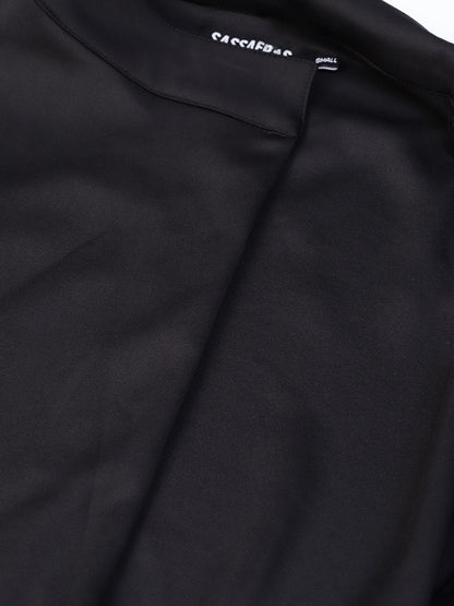 Women's Black Scuba Sleeveless Belted Jacket