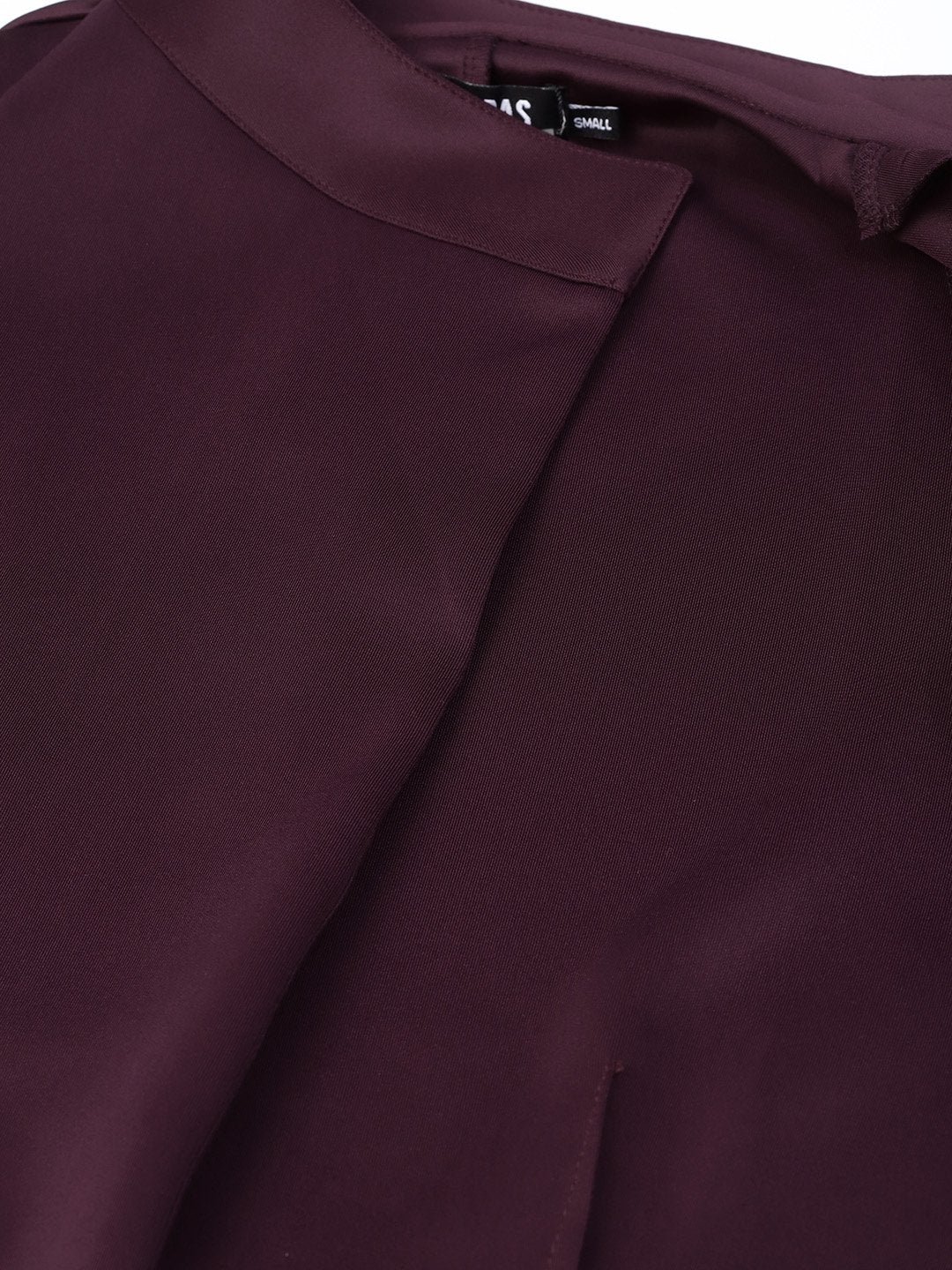 Women's Burgundy Scuba Sleeveless Belted Jacket