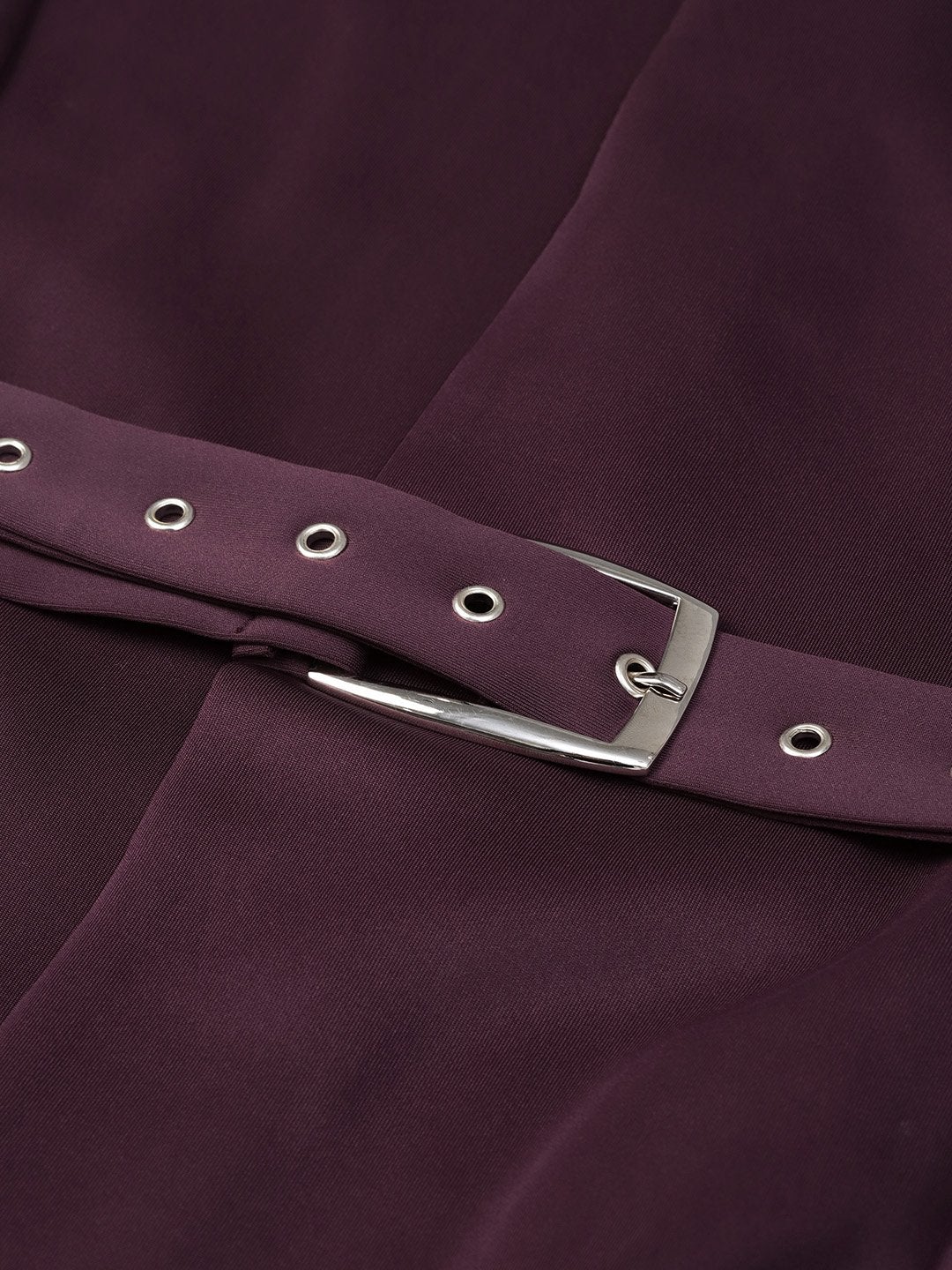 Women's Burgundy Scuba Sleeveless Belted Jacket