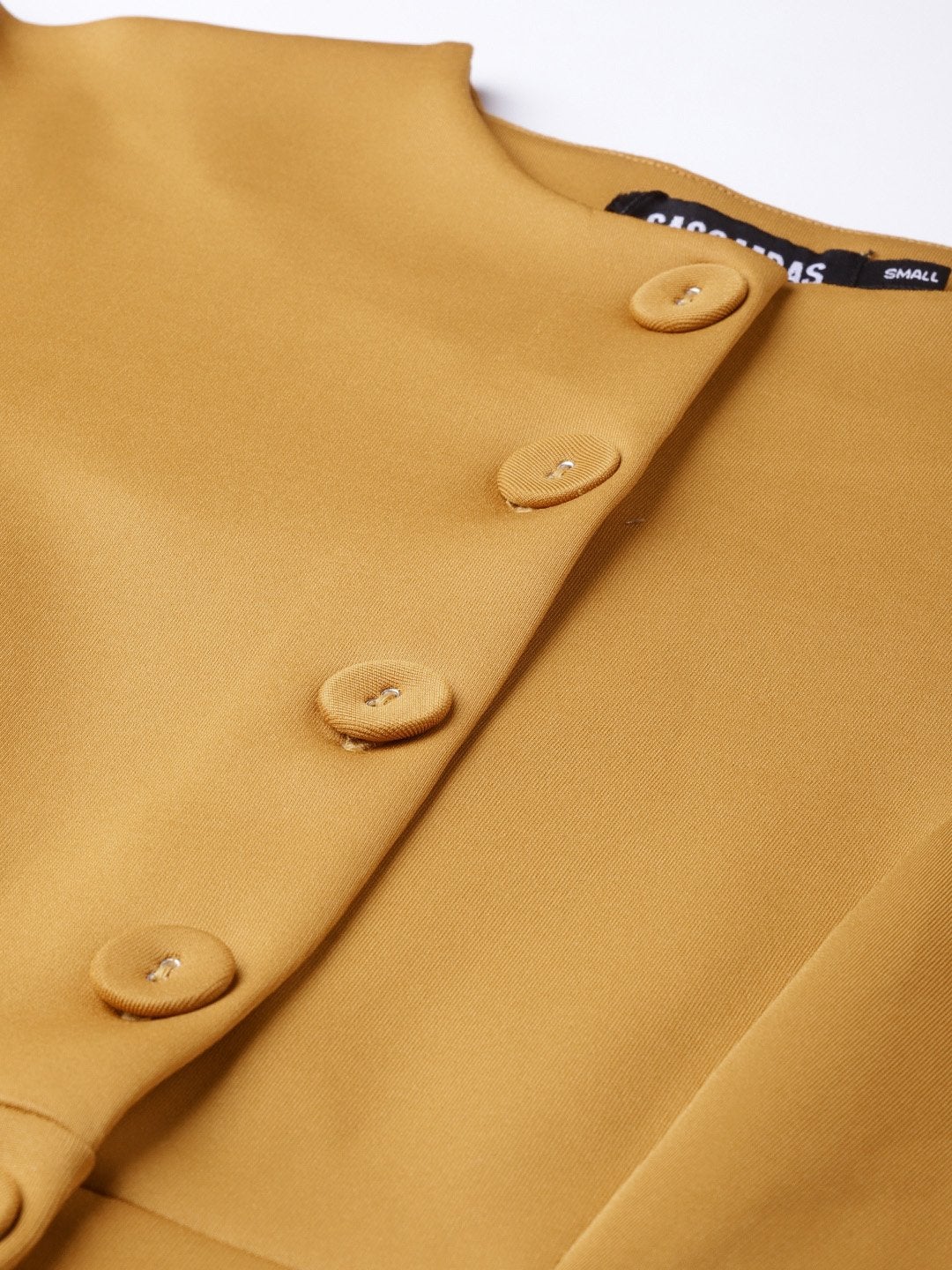 Women's Mustard Scuba Double-Breast Peplum Coat