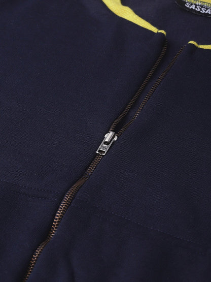 Women's Navy Kangaroo Pocket Bomber Jacket