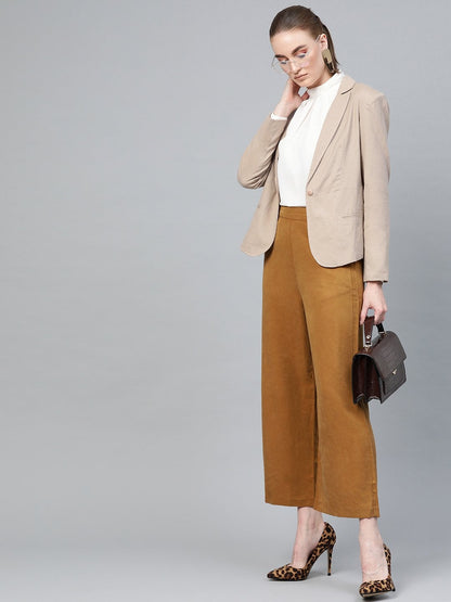Women's Beige Cotton Linen Blazer